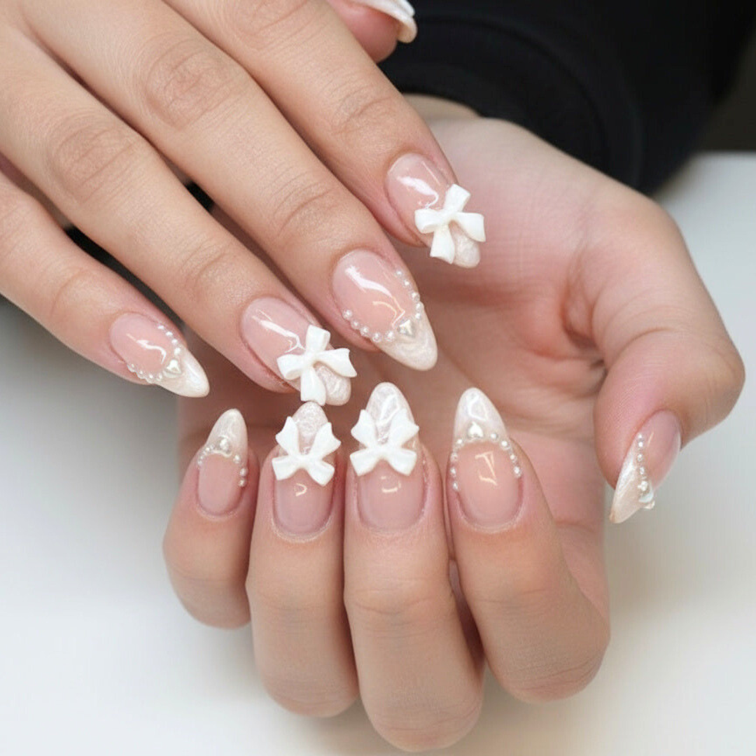 French Pearl Press On Nails